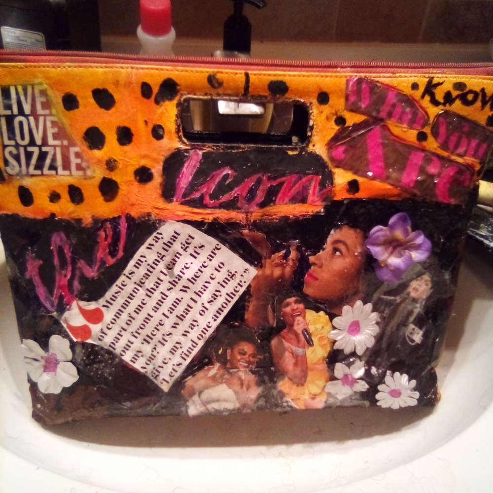 vintage leather Magazine Clutch